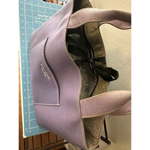 Kate Spade Purple Tote Bag | Structured Handbag with Pocket and ribbon tie top - Picture 10 of 10